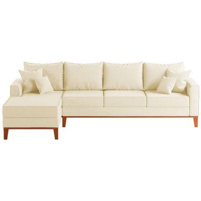 Sofá 4 Lugares Beny Com Chaise Esquerdo Corino Bege