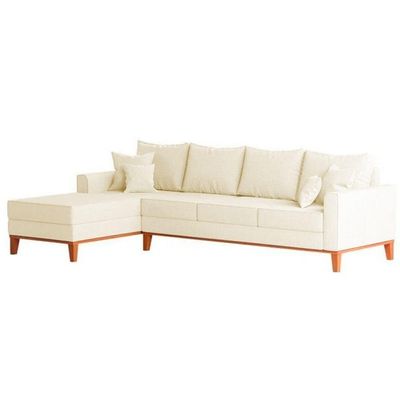 Sofá 4 Lugares Beny Com Chaise Esquerdo Corino Bege