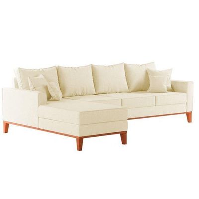 Sofá 4 Lugares Beny Com Chaise Esquerdo Corino Bege