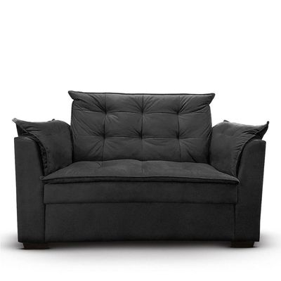 Sofá 2 Lugares Para Sala Moderno Confortável Alicia Suede Preto
