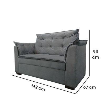 Sofá 2 Lugares Para Sala Moderno Confortável ágata Suede Cinza