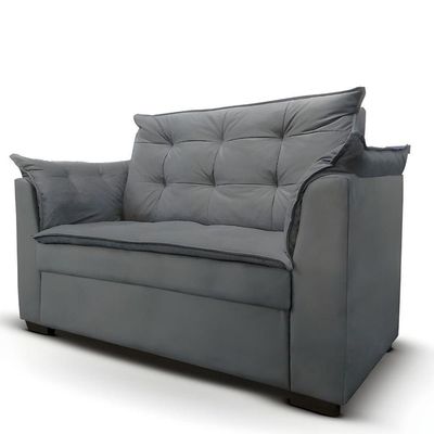 Sofá 2 Lugares Para Sala Moderno Confortável ágata Suede Cinza