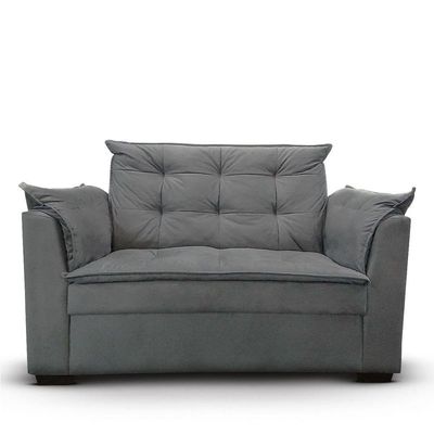 Sofá 2 Lugares Para Sala Moderno Confortável ágata Suede Cinza