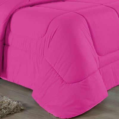 Kit Edredom Dupla Face + Jogo De Lençol Casal Viúva Nobre 6 Peças Malha 100% Algodão - Pink