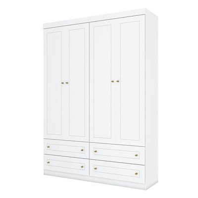 Quarto De Bebê Americano 4 Portas Com Berço Americano Q Encanto 3820 Retrô Branco Acetinado - Qmovi - Henn