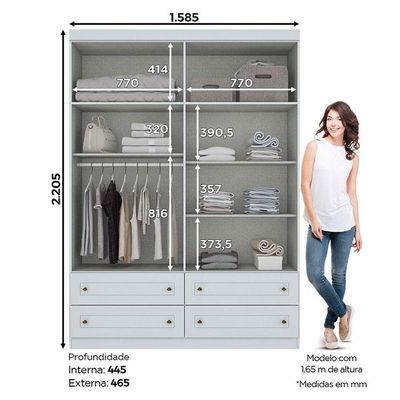 Quarto De Bebê Americano 4 Portas Com Berço Americano Q Encanto 3820 Retrô Branco Acetinado - Qmovi - Henn