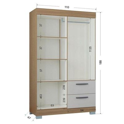 Cômoda 868 4 Gavetas E 1 Porta Com Guarda Roupa Solteiro Tóquio 4 Portas Castanho Off White - Poquema