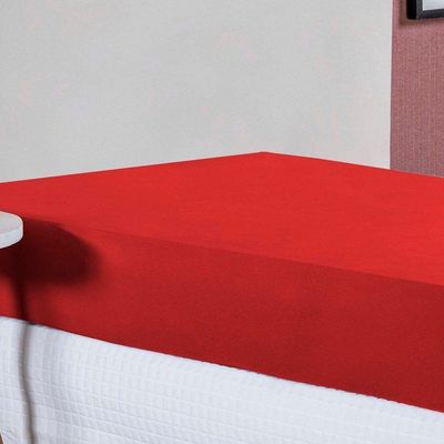 Lençol Com Elástico Solteirão Nobre 1 Peça 30cm De Altura Malha 100% Algodão - Vermelho