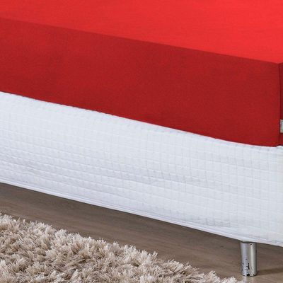 Lençol Com Elástico Solteirão Nobre 1 Peça 30cm De Altura Malha 100% Algodão - Vermelho