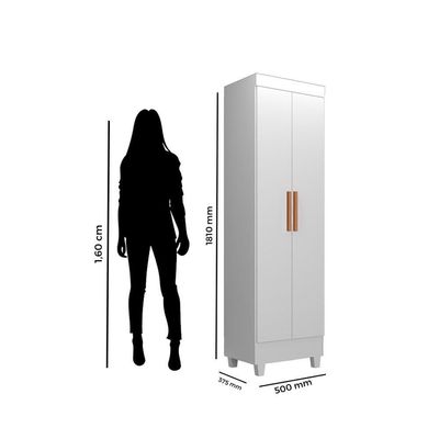 Guarda Roupa Casal Porto 8 Portas Com Cômoda 4 Gavetas 2 Portas E Armário Multiuso Lite Branco Brilho - Leão