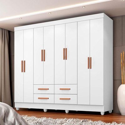 Guarda Roupa Casal Porto 8 Portas Branco - Móveis Leão