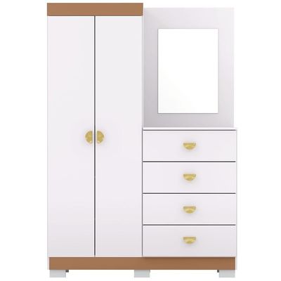 Cômoda Para Quarto Com Espelho 2 Portas 4 Gavetas 120cm Tulsa V01 Branco Camarim - Lyam Decor