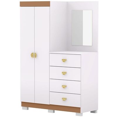 Cômoda Para Quarto Com Espelho 2 Portas 4 Gavetas 120cm Tulsa V01 Branco Camarim - Lyam Decor