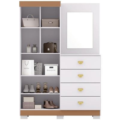 Cômoda Para Quarto Com Espelho 2 Portas 4 Gavetas 120cm Tulsa V01 Branco Camarim - Lyam Decor