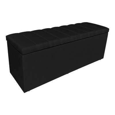 Kit Cabeceira Painel E Calçadeira Recamier Baú Casal 1,40m Holanda Suede Preto - Pallazio