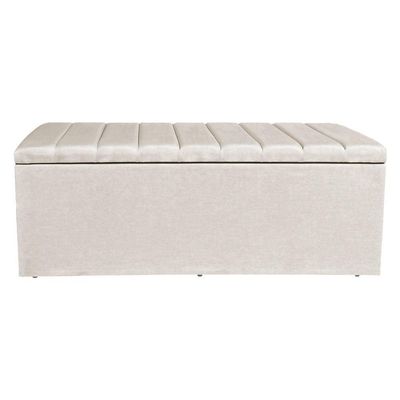 Kit Cabeceira E Calçadeira Recamier Baú King 1,95m Holanda Suede - Pallazio Cor Bege