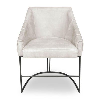 Kit 4 Poltronas Luxo Alana Veludo Bege Base Ferro Preto - Pallazio