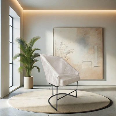 Kit 4 Poltronas Luxo Alana Veludo Bege Base Ferro Preto - Pallazio