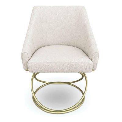 Kit 4 Poltronas Luxo Alana Bouclê Bege Base Luxo Dourado - Pallazio