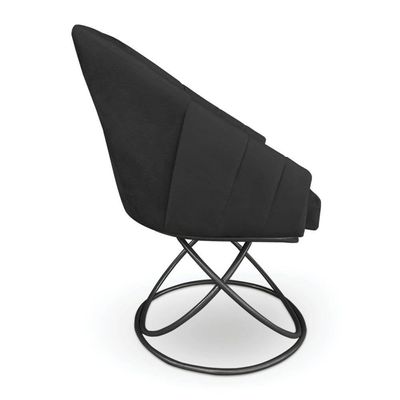 Kit 6 Poltronas Luxo Alana Veludo Preto Base Luxo Preto - Pallazio