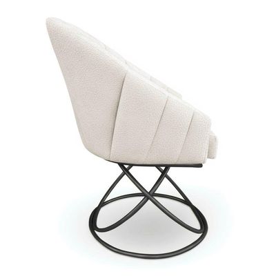 Kit 6 Poltronas Luxo Alana Bouclê Base Luxo Preto - Pallazio Cor Bege