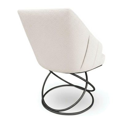 Kit 6 Poltronas Luxo Alana Bouclê Base Luxo Preto - Pallazio Cor Bege