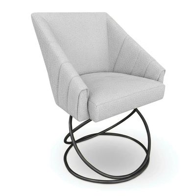 Poltrona Luxo Alana Bouclê Base Luxo Preto - Pallazio Cor Cinza