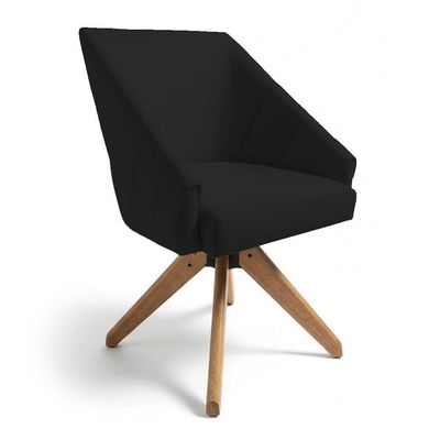 Kit 2 Poltronas Giratórias Alana Veludo Base De Madeira - Pallazio Cor Preto