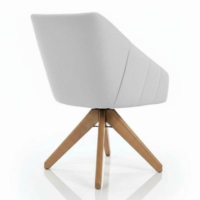 Kit 8 Poltronas Giratórias Alana Bouclê Cinza Base De Madeira - Pallazio