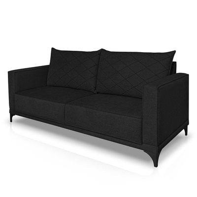 Sofá Living 2 Lugares 1,60m Horus Bouclê Pés De Aço - Pallazio Cor Preto