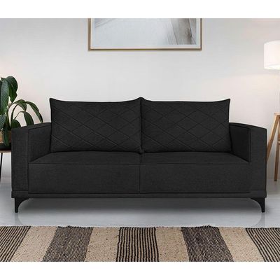 Sofá Living 2 Lugares 1,60m Horus Bouclê Pés De Aço - Pallazio Cor Preto