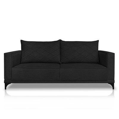 Sofá Living 2 Lugares 1,60m Horus Bouclê Pés De Aço - Pallazio Cor Preto