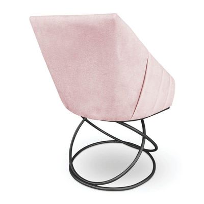 Poltrona Luxo Alana Suede Rosa Bebê Base Luxo Preto - Pallazio