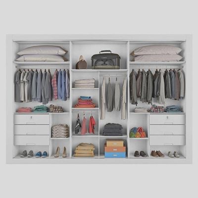 Guarda Roupa Casal 3 Portas 6 Gavetas - Vitoria-off White - Móveis Europa