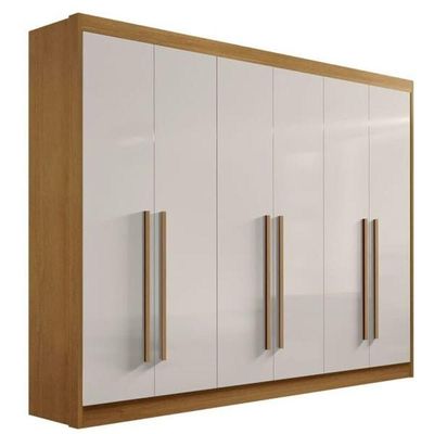 Guarda Roupa Casal 6 Portas 7 Gavetas - New Athos-cinamomo-off White - Móveis D'doro