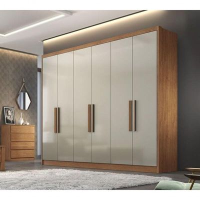 Guarda Roupa Casal 100% Mdf 6 Portas 8 Gavetas - Linea-cumaru-fendi - Móveis Horizonte