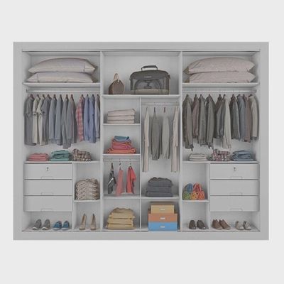 Guarda Roupa Casal Ripado Com Espelho - York-branco - Móveis Europa