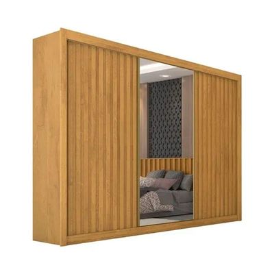 Guarda Roupa Casal 3 Portas Com Espelho - Athenas -peroba - Móveis Europa