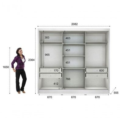 Guarda Roupa Casal Com Espelho 3 Portas 4 Gavetas - Arezzo Plus-branco - Móveis Horizonte