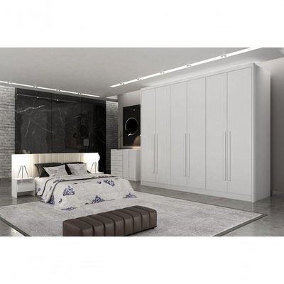 Guarda Roupa Casal 6 Portas 8 Gavetas - Himalaia-branco - Móveis Horizonte