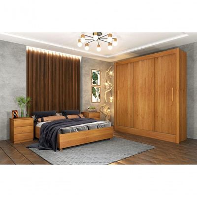 Guarda Roupa Casal 3 Portas 4 Gavetas - Valencia-cinamomo - Tcil Móveis