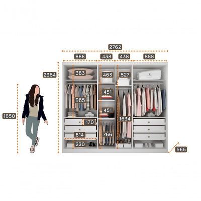 Guarda Roupa Casal 100% Mdf 6 Portas 6 Gavetas - Robust -branco - Móveis Horizonte