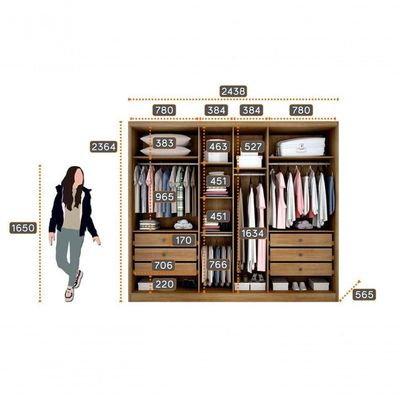 Guarda Roupa Casal 100% Mdf 6 Portas 6 Gavetas - Rizon -cumaru-fendi - Móveis Horizonte