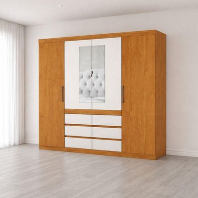 Guarda Roupa 4 Portas 6 Gavetas 2 Espelhos Xline -grand Line