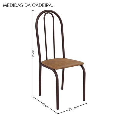 Kit 6 Cadeiras Ilhabela Estrutura Em Aço Marrom Tecido Jambo