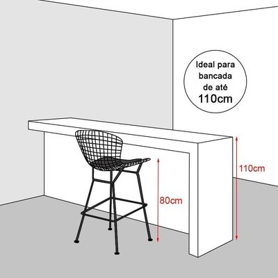 Kit 4 Banquetas Bistrô Bertoia Cromada D80 Com Assento Sintético Vermelho