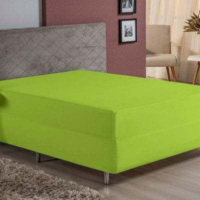 Lençol Com Elástico King Nobre 1 Peça Luva De Box 55cm De Altura Malha 100% Algodão - Pistache