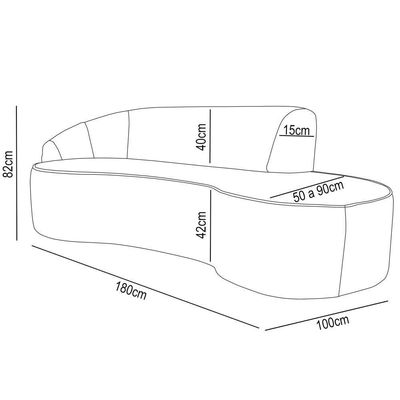 Sofá Living 2 Lugares 180cm Braço Esquerdo Mozart D06 Linho Cinza - Mpozenato
