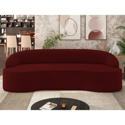 Sofá 5 Lugares Para Sala De Estar Living 280cm Theo D06 Veludo Bordô - Mpozenato