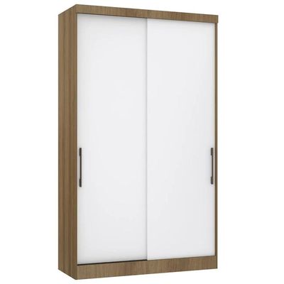 Guarda Roupa Solteiro 135cm 2 Portas 3 Gavetas Delphi Avelã/branco L01 - Mpozenato